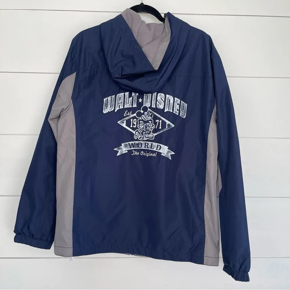 Disney Parks Navy Windbreaker Jacket Size Medium